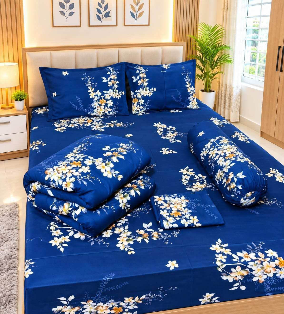 Twill Cotton Comforter Set 5 Pcs – Beige Leopard